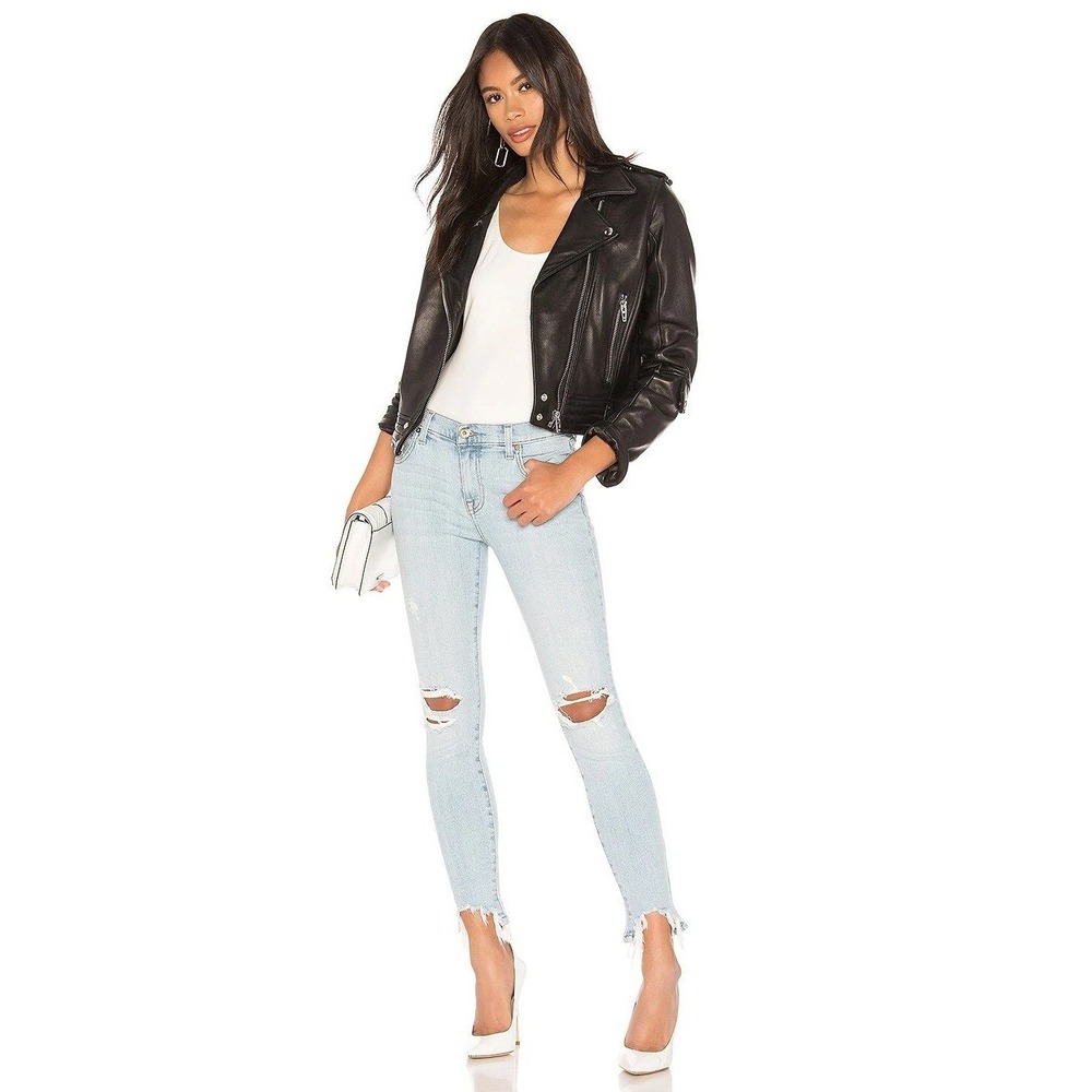 Pistola Audrey Distressed Mid Rise Skinny Jeans Sz 29 Exc Cond Venice Light Wash